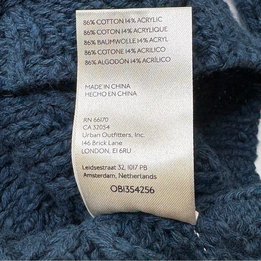 Free People Montana Cable Knit Cardigan Varsity Blue Oversized Size M NEW - Picture 14 of 16